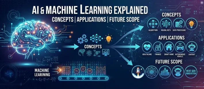 AI and Machine Learning Explained: Concepts, Applications, and Future Scope